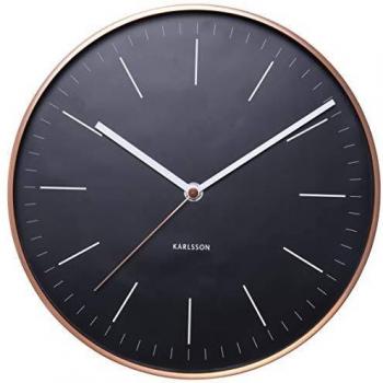 Karlsson Wanduhr KA5507BK Minimal mit Kupferrahmen, Metall, schwarz, 5 x 27.5 x 27.5 cm