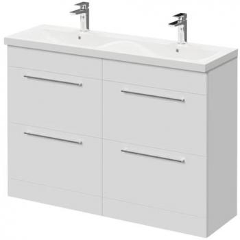 1200mm Gloss White Floor Standing Vanity Unit with Double Basin