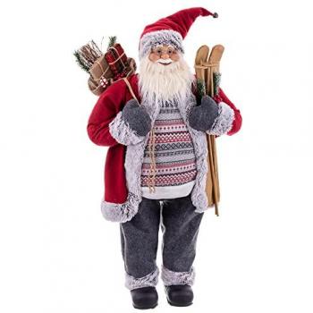 Papá Noel de Tela Roja con Saco y Gorro de 120 cm