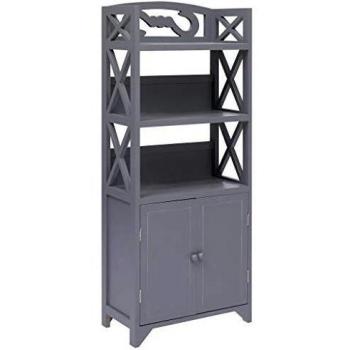 Mueble de baño madera de paulownia gris 46x24x116 cm