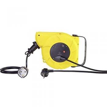 Avvolgicavo da parete Renkforce RF‑3349118, 9 m, spina Schuko angolare, colore nero