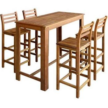 3-Piece Bar Table and Chair Set Solid Acacia Wood