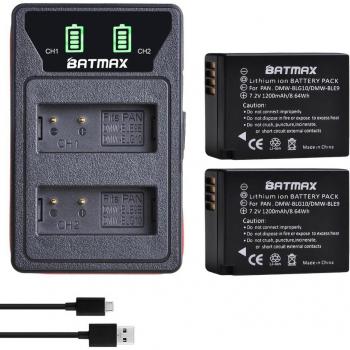 DMW-BLG10 Battery + LCD Dual USB Charger for Panasonic LUMIX GF5 GF6 GX7 LX100 GX80 GX85