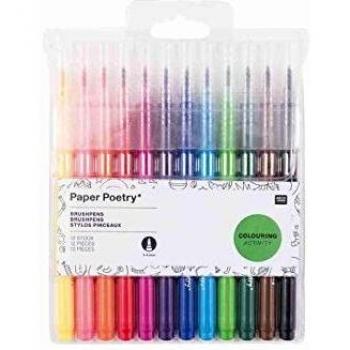 Rico Design, Malstifte, Brushpen 4mm (Mehrfarbig, 12 x)