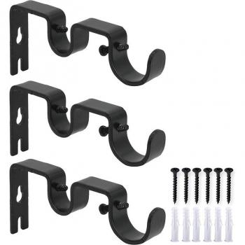 Set de soportes de cortina de metal negro
