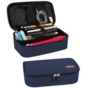 RAGZAN Large Capacity Pencil Case Bag Pouch Holder Stationery Organizer with Zipper for School & Office Supplies (Blue)