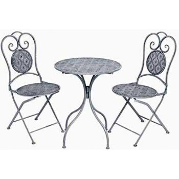 VidaXL Set da Giardino Bistrò 3 pz Acciaio Bianco Grigio