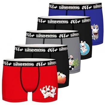Boxers Infantiles Freegun, Set de 5, Lapin Cretins, 100% algodón, 4-5 años