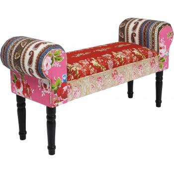 Kare Design Wing Patchwork Sitzbank, Barockstil, Rot-Rosa, 54x100x30cm
