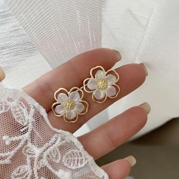 Boucles d'oreilles clips en métal or avec fleurs, sans perçage, CE1054