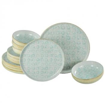 Ivory & Blue Stoneware Service – 12 Pieces (4 Person)