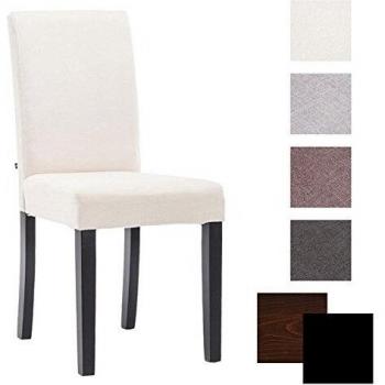CLP Esszimmerstuhl Ina Stoff Bezug Creme, Holzgestell Farbe Schwarz