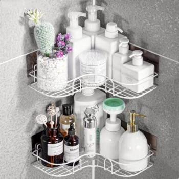 CHRERNA Shower Organiser, Adhesive Shower Shelf for Bathroom Accessories