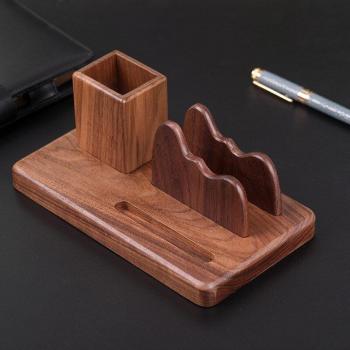 Solid Wood Desk Pen Holder