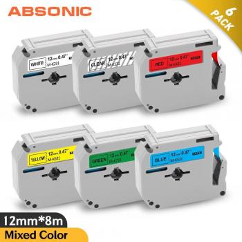 Absonic MK231 12mm Black on White Label Tape