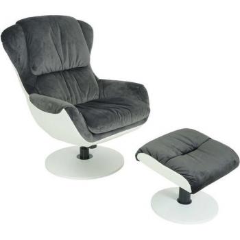 Fernsehsessel MCW-E52, Relaxsessel mit Hocker, Samt ~ dunkelgrau