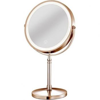 Miroir de maquillage double face en métal avec éclairage LED