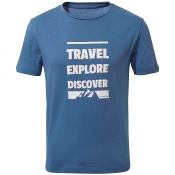 T-shirt Craghoppers Diego à Manches Courtes Unisexe Slogan Bleu Delft