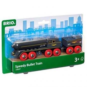 BRIO Bahn 33697 – Schwarzes Schnellzugmodell „Speedy Bullet“ mit Kohlentender