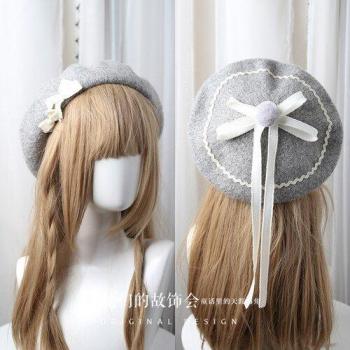 Boina de mujer con lazo, hecha a mano, diseño de ondas, corazón de hada, perfecta para el frío, otoño e invierno