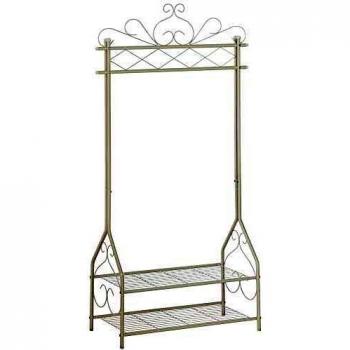 Appendiabiti Vintage con Ripiani e Scarpiera in Metallo Beige 92 x 173 cm