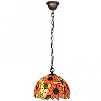 Luz Colgante Tiffany con Estructura de Vidrio y Metal