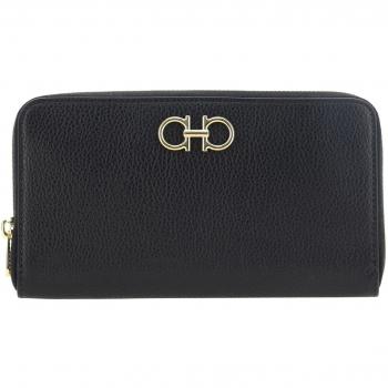 Salvatore Ferragamo, Wallets & Cardholders, female, Black, Size: ONE SIZE Black Wallet with Gancini Decorations