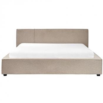 Mirande Super King Size Boucle Bed Frame with Wingback Headboard in Taupe