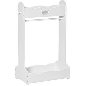 HOMCOM Kids Wood Clothes Rack Hall Tree with Storage Shelves Freestanding Wardrobe