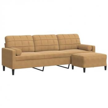 VidaXL Sofa mit Hocker, 3-Sitzer in Braun, 210 cm