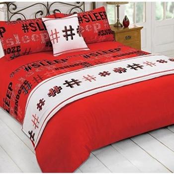 Dreamscene Hashtag 5 Piece Bedding Set, Red, Single