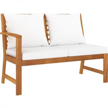 Panca Legno di Acacia 114,5 cm Cuscino Crema