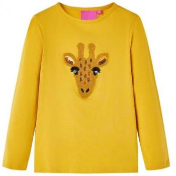 VidaXL Langarm T-Shirt Kinder Dunkles Ocker 104