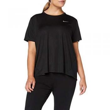Nike Damen W Nk Dry Miler Top Ss Plus T-Shirt, Schwarz