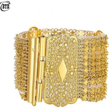 Geometric Hollow Wide Metal Muslim Cuff Bracelet