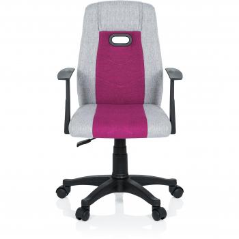 BÜROCHILDE KIDDY EXTRA – Kinderdrehstuhl in Grau-Pink, mit Armlehnen
