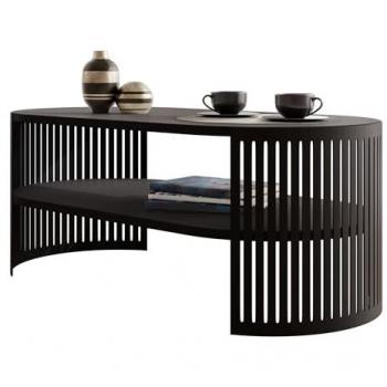 Table Basse Sordore 115, Noir, 40x50x100cm, Style Ovale