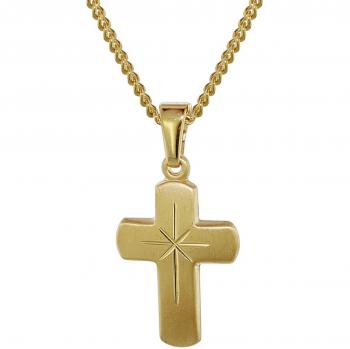 Trendor Kreuz für Jungen und Mädchen Gold 333 mit Silberkette