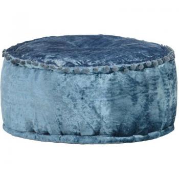 Pouf Velluto Blu Lusso 40x20 cm