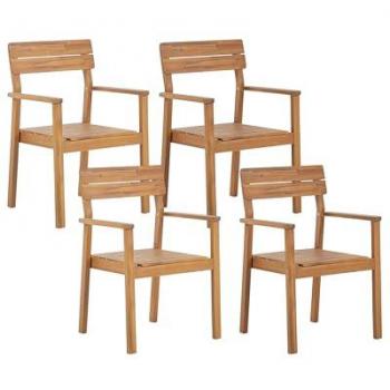 Lot de 4 chaises de terrasse en bois d'acacia pour un style rustique