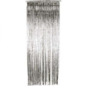 Shimmering Silver Metallic Wall Hanging – 91 × 244 cm