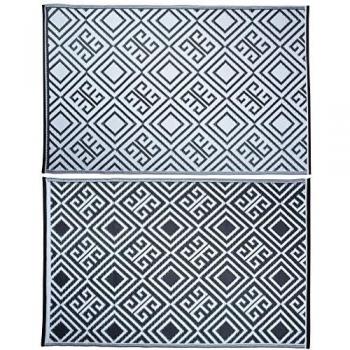 Outdoor Area Rug 120x186 cm Black and White Pattern