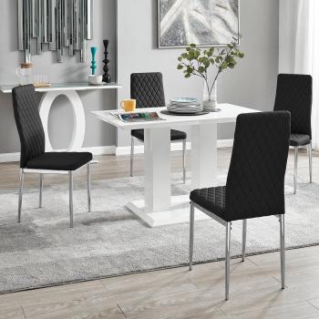 Imperia 4 Seater High Gloss Dining Table and Milan Chair Set