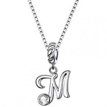 Silver Script Name “M” Initial Jewelry