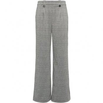 QS Wide-Leg-Bundfaltenhose mit Strukturmuster – Mittelgrau – Größe 34/30