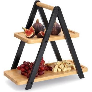 Zeller Present Etagere, Bambus, schwarz-grau, 32x34 cm