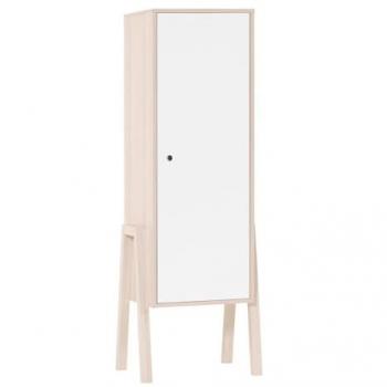 Armario CaliCosy con 1 puerta y 3 estantes interiores en blanco y beige