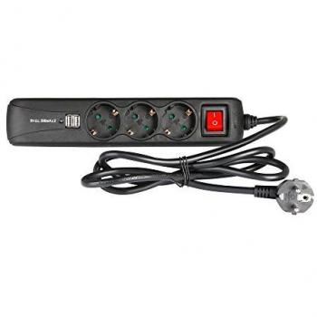 Power Strip EU Adam Hall 8747S avec 3 prises et 3 USB