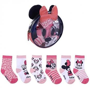 Pack de 5 calcetines de algodón multicolor Minnie Mouse, Talla 16