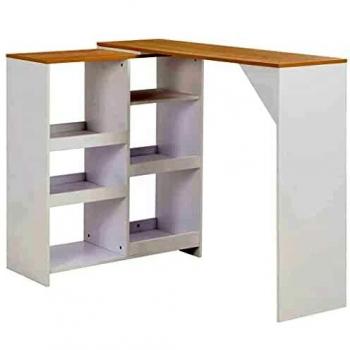 Tavolo da Bar con Scaffale Bianco 138x39x110 cm